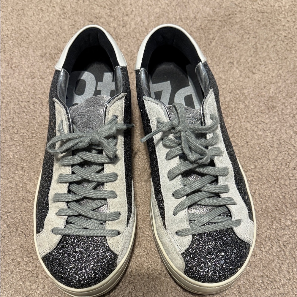 P448 Black and Silver Glitter Sneakers